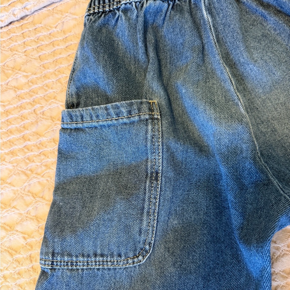 Zara Kids Medium Blue Elastic-Waist Denim Cargo Pants - Picture 5 of 6
